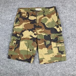 Rustic Blue Cargo Shorts Mens Size 30 Camo Green Multi Pocket Utility Outdoor